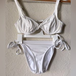 white bikini top and bottom
